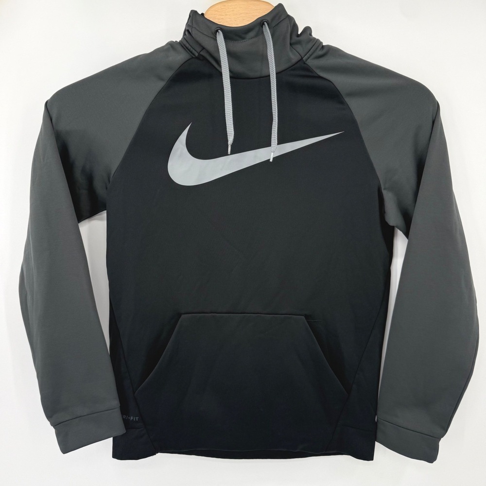 Nike Hoodie Mens M Black 905659-010 Dri-FIT Therma Raglan Training Pullover
